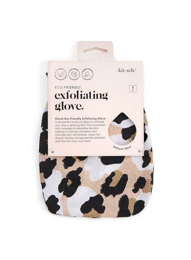 Kitsch Exfoliating Glove Eco Friendly Exfoliating Body Scrubber ; Body Exfoliator Detoxifying Skin ; Exfoliating Mitt For Skin Cell Renewal ; Dead Skin Remover For Body ; Shower Gloves (Leopard)  - Image 1