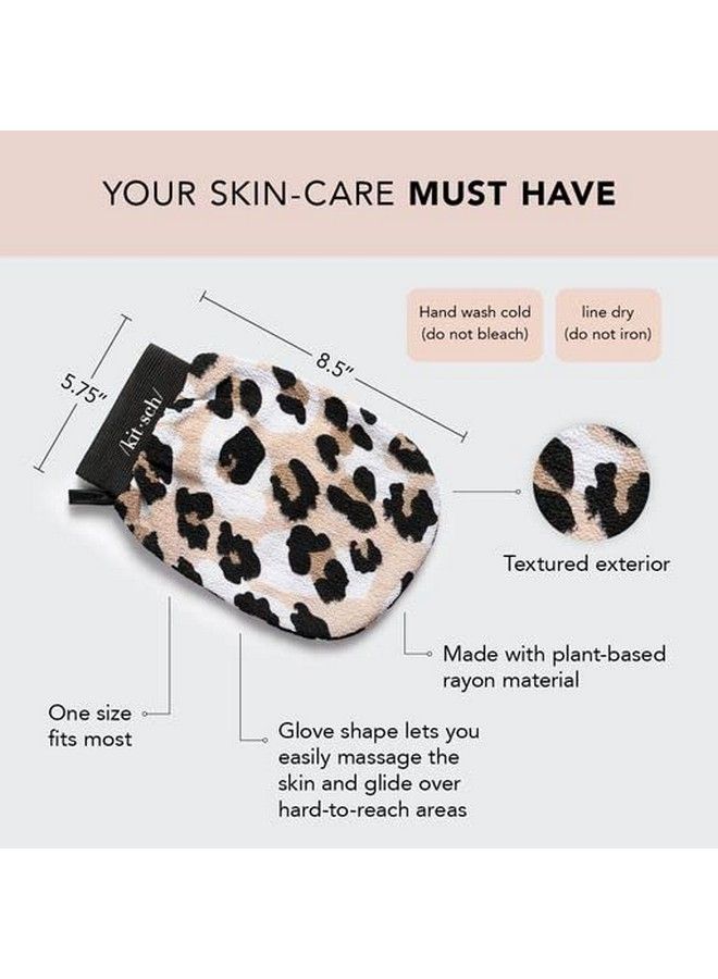 Kitsch Exfoliating Glove Eco Friendly Exfoliating Body Scrubber ; Body Exfoliator Detoxifying Skin ; Exfoliating Mitt For Skin Cell Renewal ; Dead Skin Remover For Body ; Shower Gloves (Leopard)  - Image 3