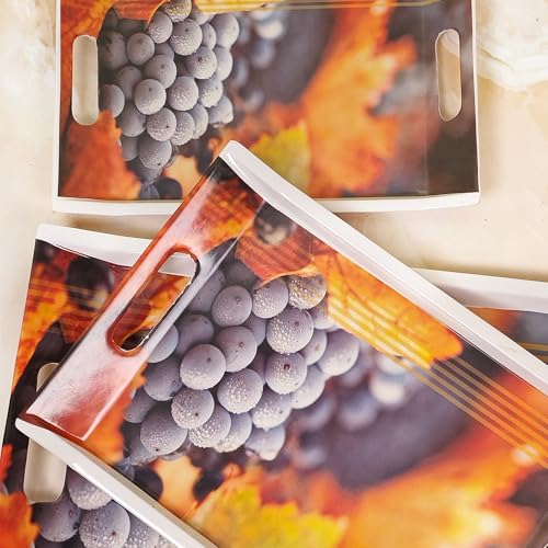UPC Tray Set for Serving/Serving Tray Set of 3/ Premium Printed Tray for Serving/Multi-Use Nashta Plate (Small, Medium & Large) - Image 3