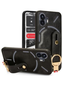 Nothing Phone 2 Case with Ring Holder & Hand Straps, Scratch-Resistant Skin-Friendly Leather Protective Cover Case for Nothing Phone 2 2023