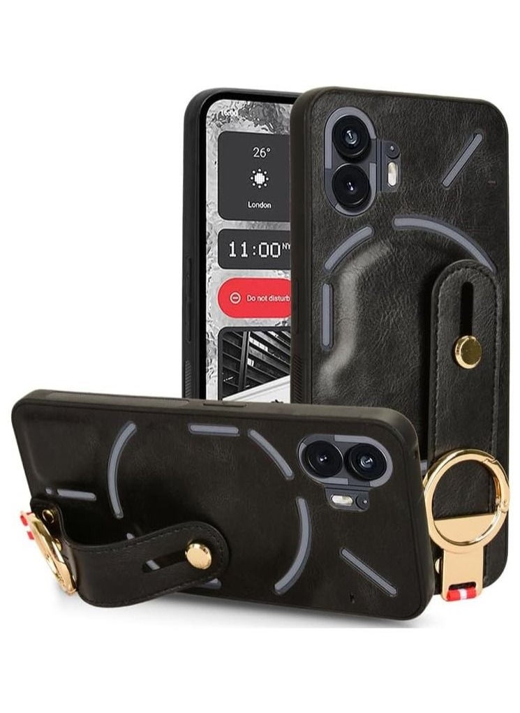 Generic - Nothing Phone 2 Case with Ring Holder & Hand Straps, Scratch-Resistant Skin-Friendly Leather Protective Cover Case for Nothing Phone 2 2023 - Image 1