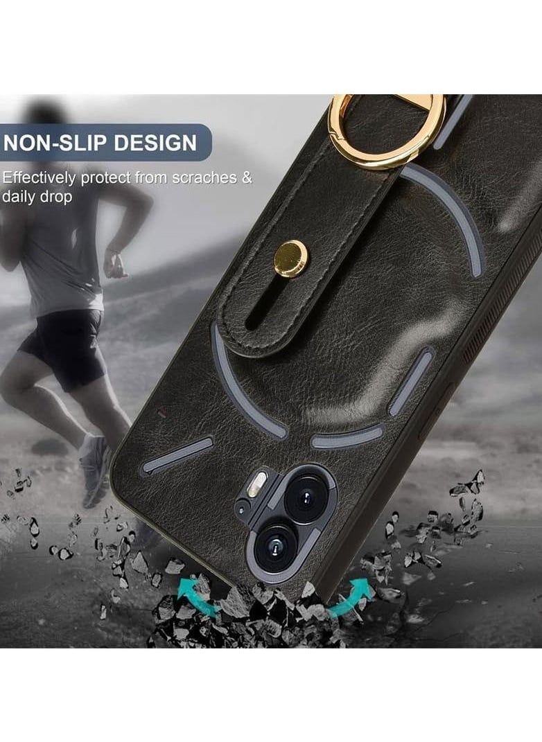 Generic - Nothing Phone 2 Case with Ring Holder & Hand Straps, Scratch-Resistant Skin-Friendly Leather Protective Cover Case for Nothing Phone 2 2023 - Image 1