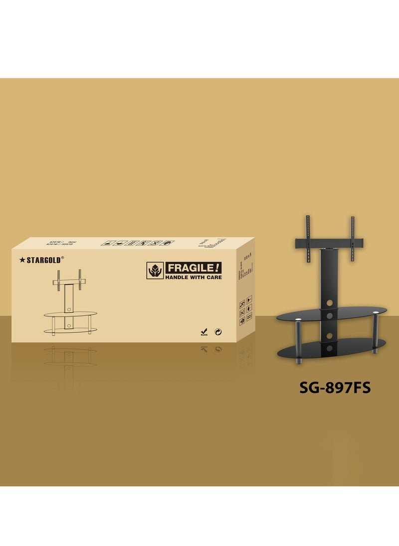Stargold Glass Media Console with Swivel TV Stand With Bracket For most 32"-65" LED/LCD Flat Panel TV SG-897FS  - Image 2