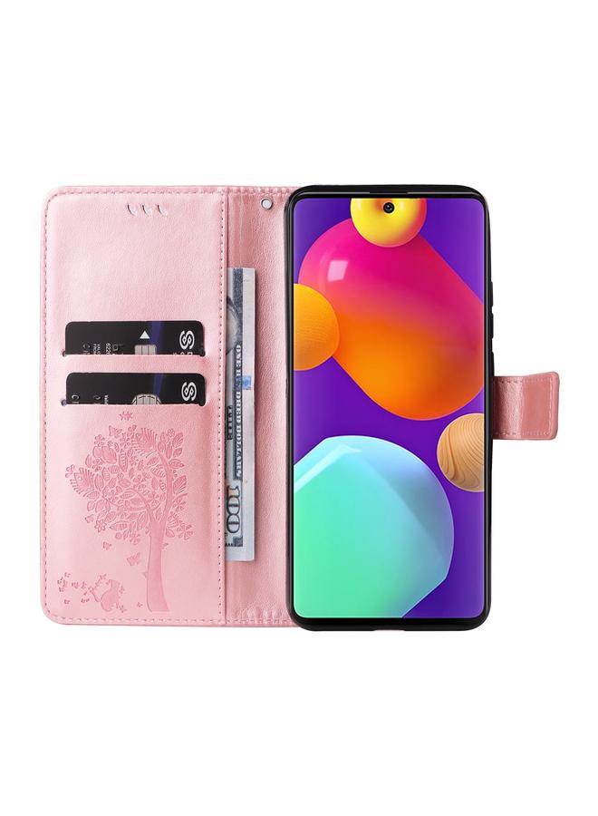 اس-توب جراب لهاتف Samsung Galaxy M62 / F62، جراب هاتف جلدي قلاب بنقشة شجرة وقط - Image 4