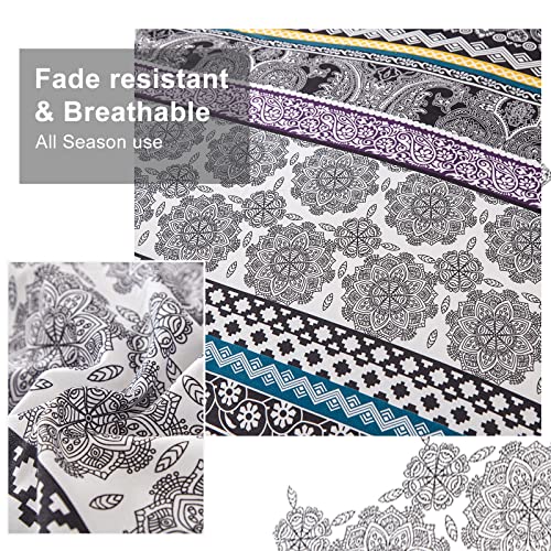 Cottolester Boho Comforter Set Queen Size,8 Piece Bed in a Bag Bohemian Striped Bedding Quilt Set,Purple Paisley Floral Comforter and Sheet Set,Soft Microfiber Complete Bedding Sets for All Season - Image 3