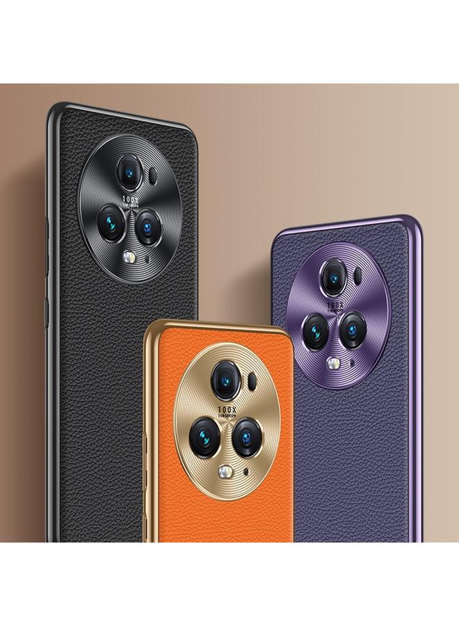 S-TOP Case For Honor 80 Litchi Texture Genuine Leather Phone Case - Image 2