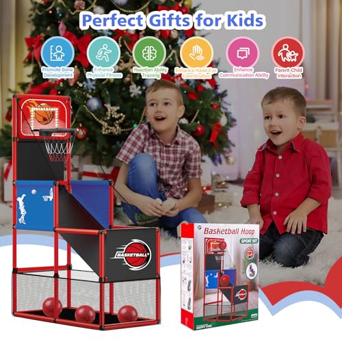M SANMERSEN Kids Basketball Hoop Arcade Game Set with 4 Balls Electronic Scoreboard and LED Light Indoor and Outdoor Play BirthdayHalloween for 38 Year Old Boy and Girl - Image 5