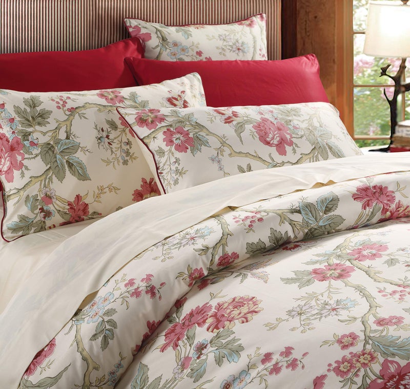 USTIDE Countryside Peony Floral Bedding Set Super King Size 800 Thread Count 100 Egyptian Cotton Bedding Set 3 Pieces Cozy Duvet Cover Set1 Duvet Cover2Pillowaces