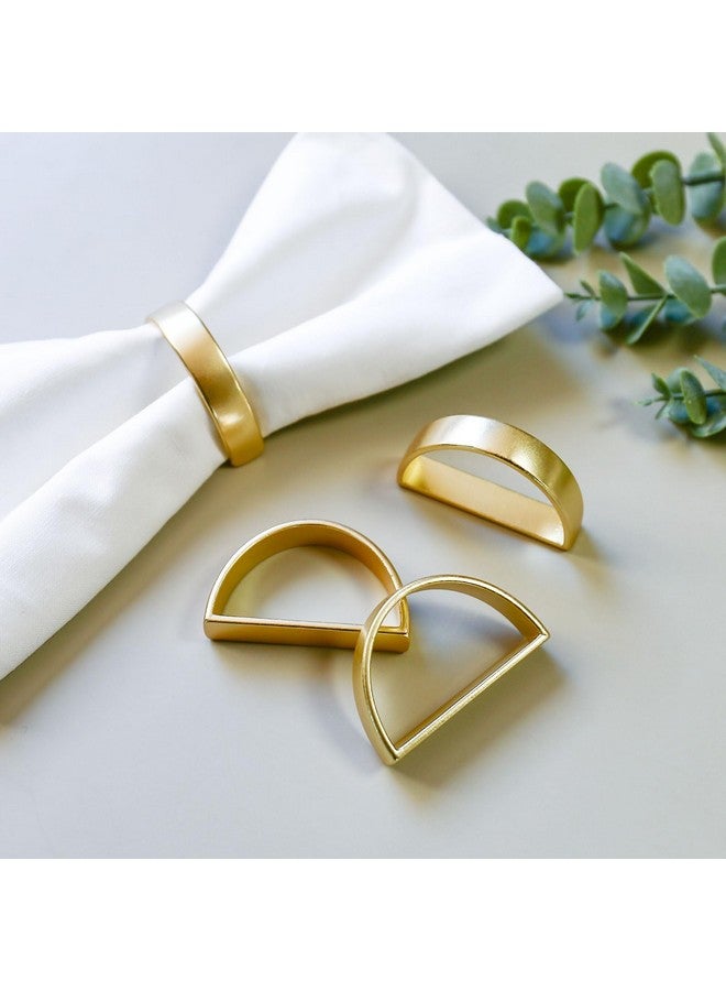 Wonlex Cuff Brushed Gold Napkin Rings Set of 4, Modernist Napkin Ring Holder for Wedding, Banquet, Metallic Adornment for Table Settings, Glossy Serviette Buckles Decor (Semicircle) - Image 5