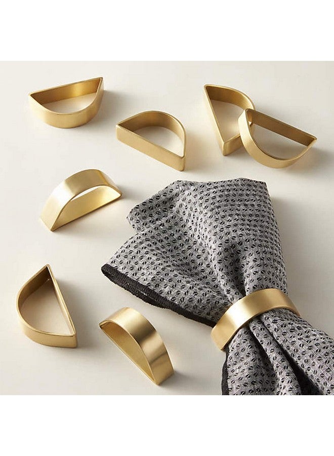 Wonlex Cuff Brushed Gold Napkin Rings Set of 4, Modernist Napkin Ring Holder for Wedding, Banquet, Metallic Adornment for Table Settings, Glossy Serviette Buckles Decor (Semicircle) - Image 1