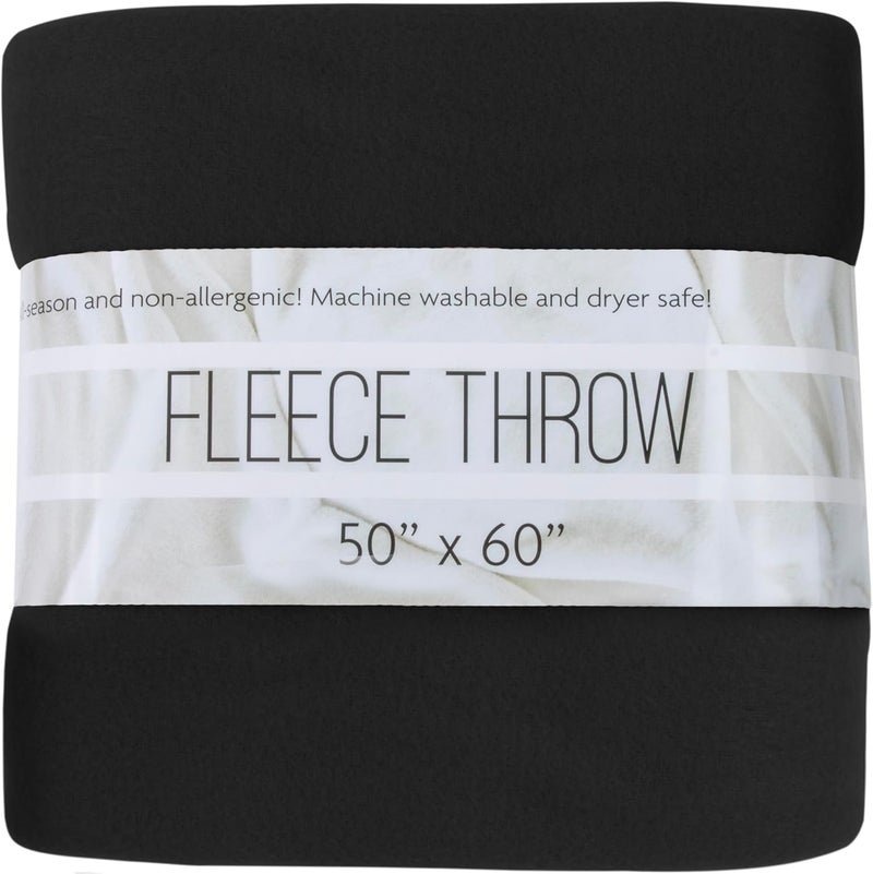 Trailmaker 50x60 Throw Blankets, Ultra Soft Hypoallergenic Fleece Fall Throw Blanket for Livingroom, Couch, Chair, Bed, Black - Image 1