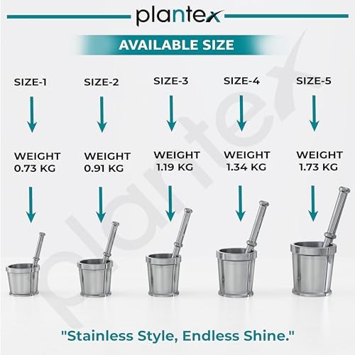 Plantex Heavy Stainless Steel Mortar & Pestle Set/Spice Mixer/Khalbatta/Khal/Okli Musal for Kitchen - Size 4(Dia: 8.7, H: 9 cm) - Image 5