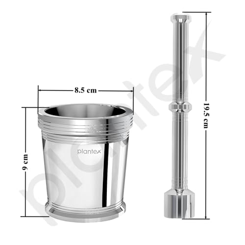 Plantex Heavy Stainless Steel Mortar & Pestle Set/Spice Mixer/Khalbatta/Khal/Okli Musal for Kitchen - Size 4(Dia: 8.7, H: 9 cm) - Image 2