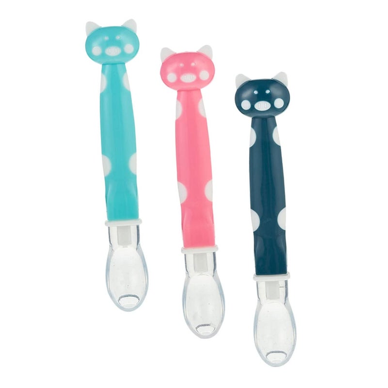 Soft Silicone Baby Feeding Spoons Set Of 3 For Teething And Meal Fun Ergonomic Design Fresh Green - Image 2