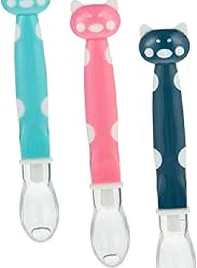 Soft Silicone Baby Feeding Spoons Set Of 3 For Teething And Meal Fun Ergonomic Design Fresh Green - Image 1