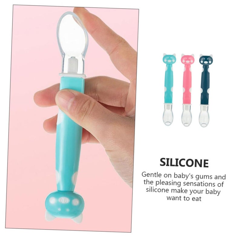 Soft Silicone Baby Feeding Spoons Set Of 3 For Teething And Meal Fun Ergonomic Design Fresh Green - Image 5