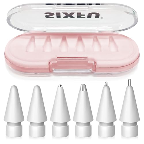 SIXFU Replacement Tips for Apple Pencil Tips, Apple Pencil Pro Tips Set, Professional Sturdy Apple Pen Tips with Pink Case Accessories Compatible with iPad Pencil 2/1 USB C Tips(6 PCS) - Image 1