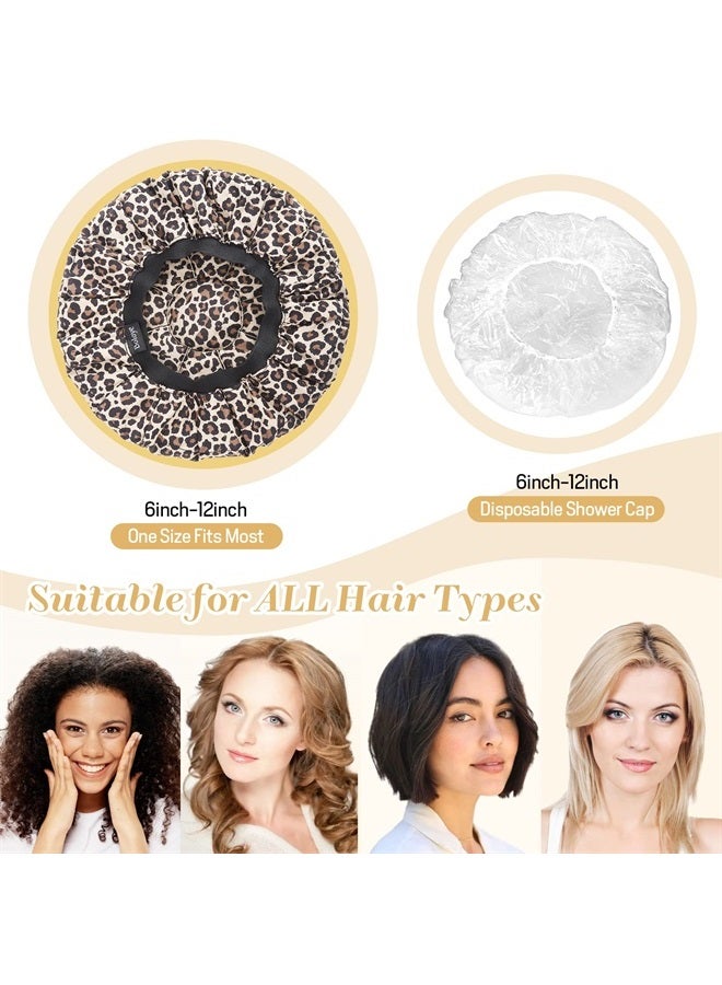 Boloye Flaxseed Deep Conditioning Heat Cap - Boloye Cordless 100% Safe Microwave Hot Cap for Natural Curly Textured Hair Care, Drying, Styling, Curling, Universal size (10 PCS One-time shower cap) (Leopard) - Image 2