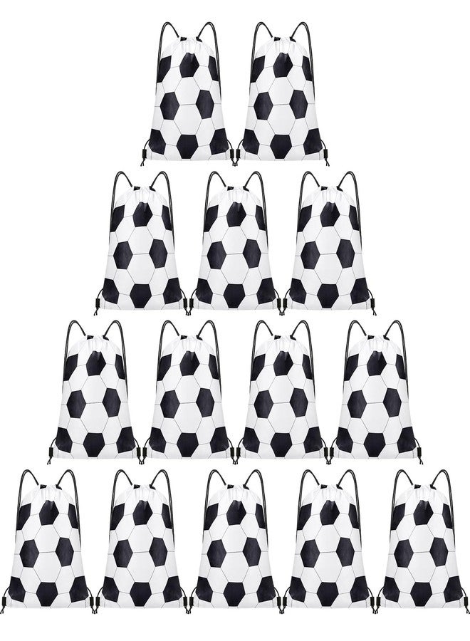 Grneric 14 Pcs Drawstring Bags Softball Baseball Basketball Football Goodie Favor Bags Cinch Candy Bag Sackpack for Sports Teams (Soccer) - Image 1