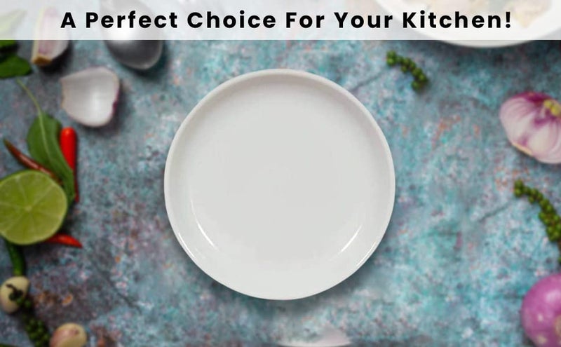 Everbuy Dinner Plates, 12 Pcs | Microwave Safe | Dishwasher Safe | for Heating & Serving | for Breakfast, Lunch, Dinner (White) - Image 4