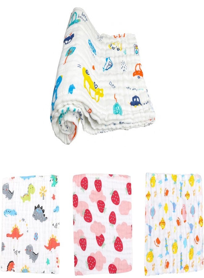 TERI BERI Muslin Cotton Face Towels, Burp Cloths and Bath Towels for Newborn Baby Extra Soft and Absorbent Muslin Combo Pack for Infants Toddlers Boys Girls (1 Towe; + 3 Hanky) - Image 1