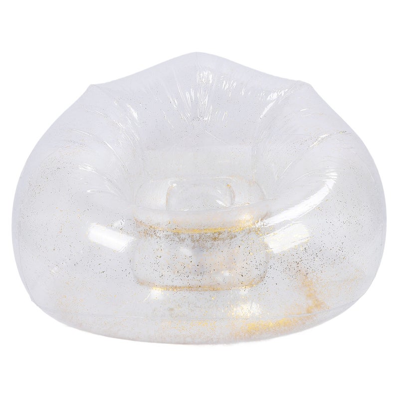 Inflatable Chair Comfortable Relaxing Transparent Ergonomic Space Saving PVC Blow Up Couch Chair Gold - Image 1