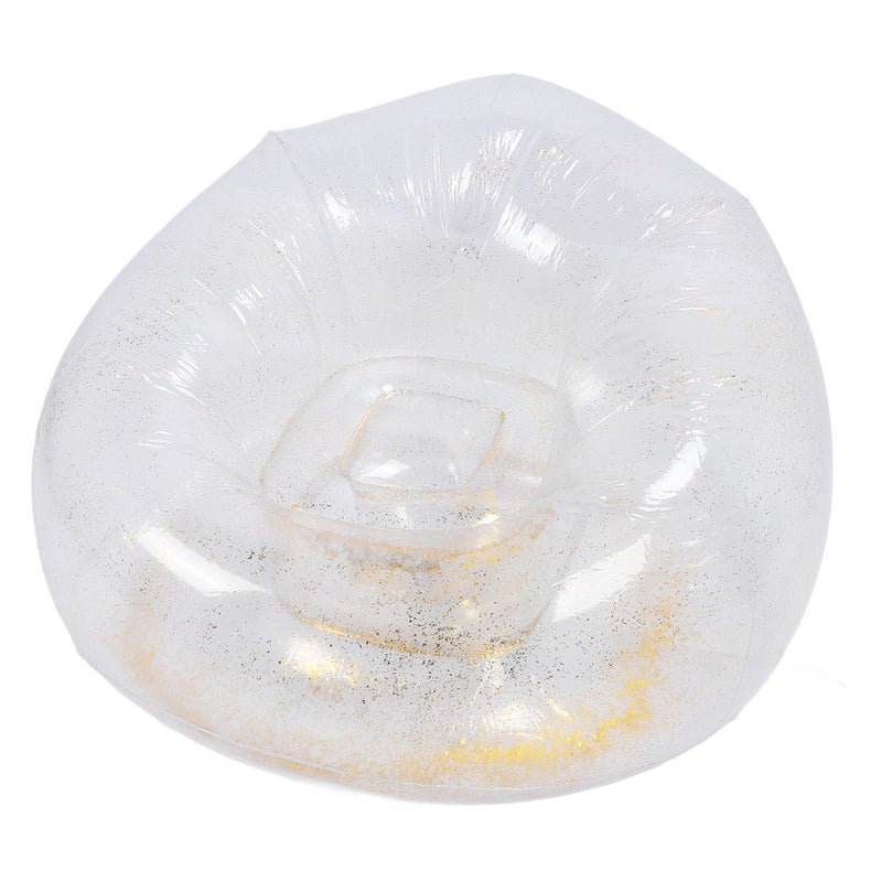 Inflatable Chair Comfortable Relaxing Transparent Ergonomic Space Saving PVC Blow Up Couch Chair Gold - Image 5