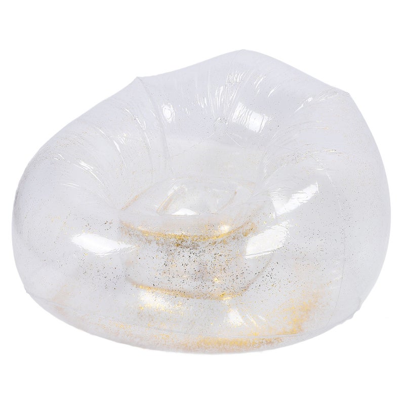 Inflatable Chair Comfortable Relaxing Transparent Ergonomic Space Saving PVC Blow Up Couch Chair Gold - Image 3