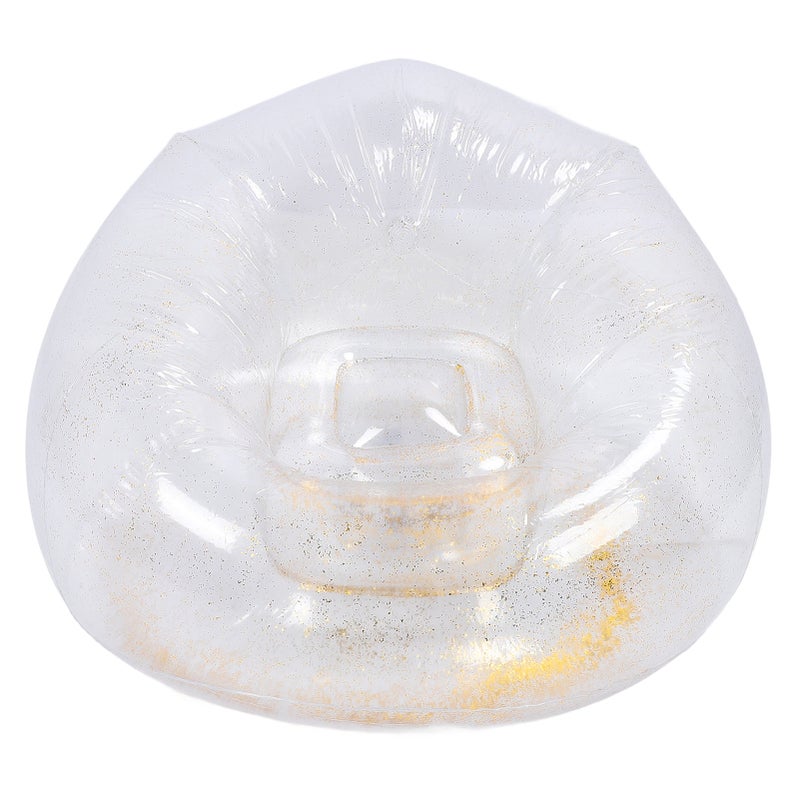 Inflatable Chair Comfortable Relaxing Transparent Ergonomic Space Saving PVC Blow Up Couch Chair Gold - Image 4