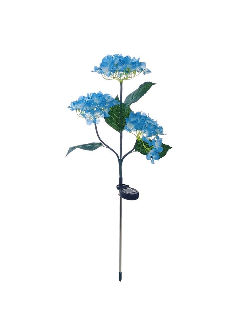 Generic (Two）New 3-Head Solar Embroidered Ball Flower Lamp Outdoor Courtyard Decoration LED Simulation Flower Lamp  - Image 1