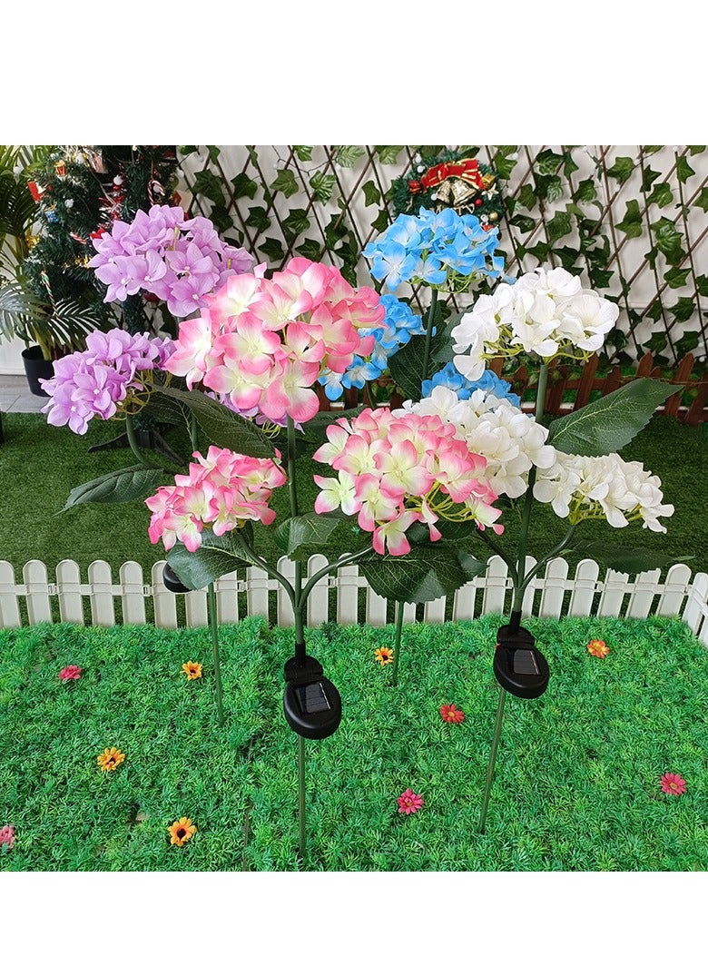 Generic (Two）New 3-Head Solar Embroidered Ball Flower Lamp Outdoor Courtyard Decoration LED Simulation Flower Lamp  - Image 2