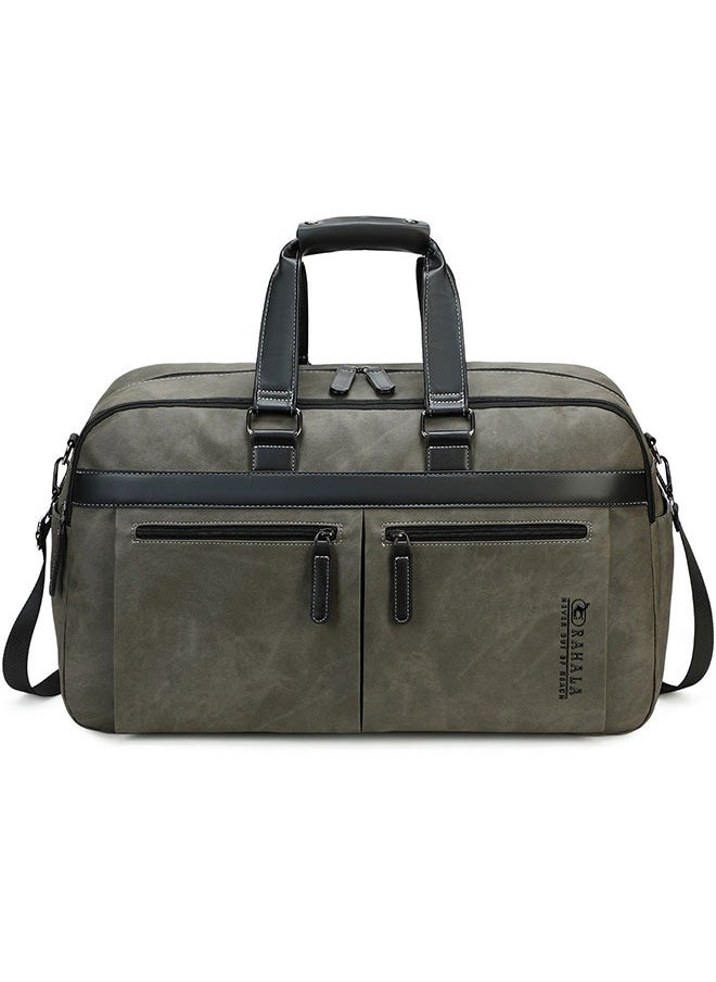RAHALA 807 Leather Duffel Travel Weekend Large Capacity GYM Business Stylish Multiple Pockets Water-resistant Carry-on Bag - Army Green  - Image 1