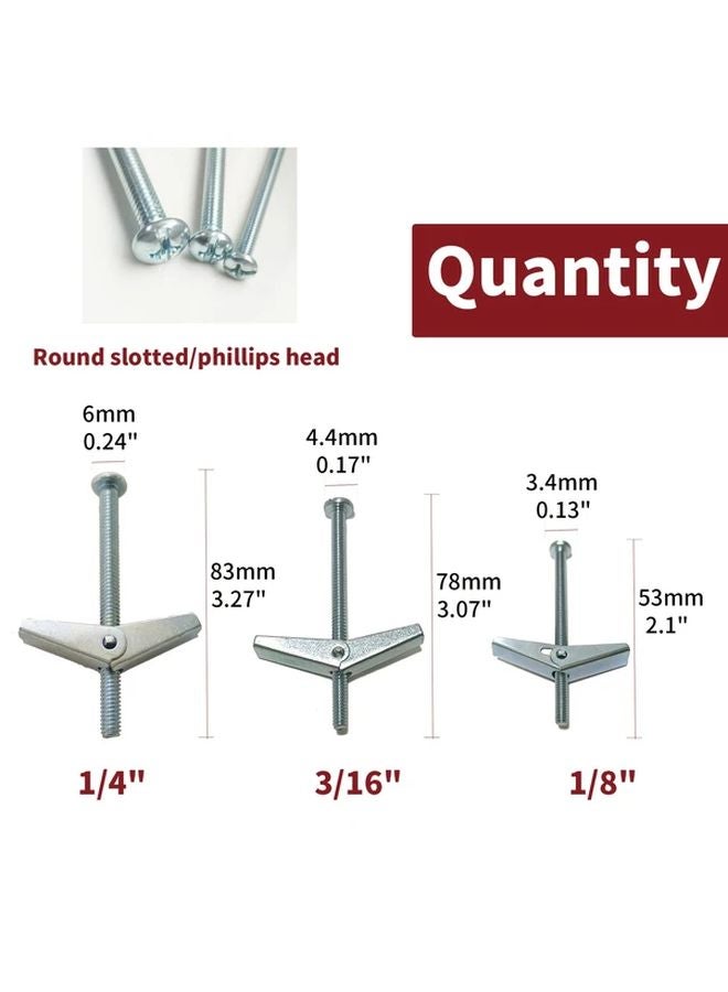 5pcs Toggle Bolt and Wing Nut Set 3 16 Inch for Securely Hanging Heavy Items On Drywall - Image 3