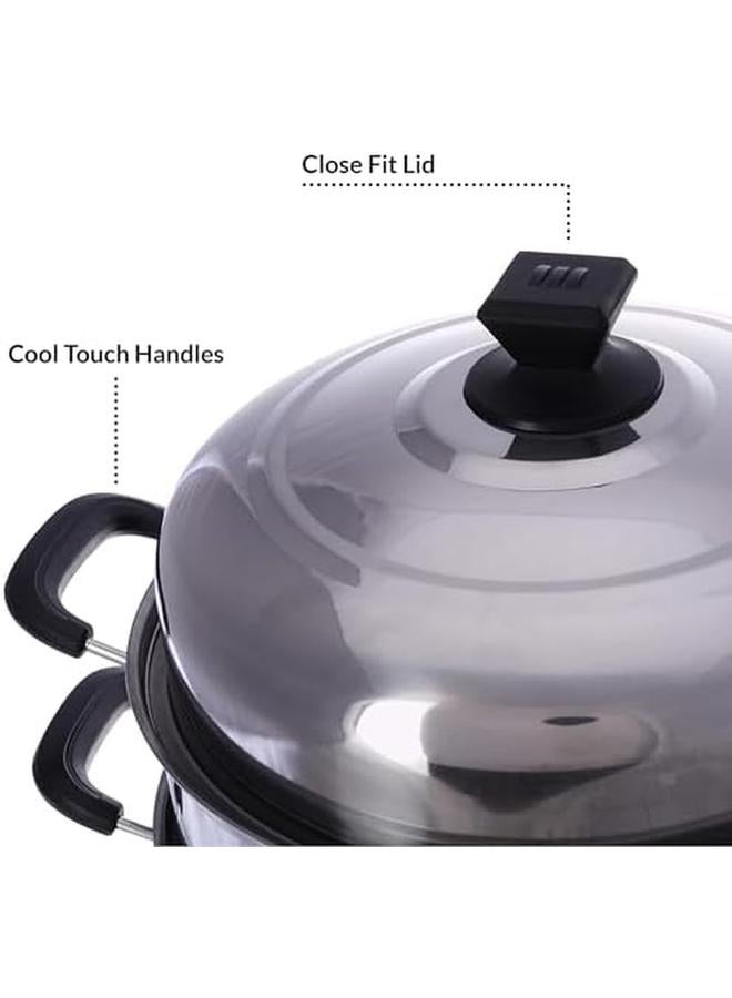 Bright Home 3 Layer Stainless Steel Steamer Pot 30Cm Silver 900Ml Ms7276 - Image 3