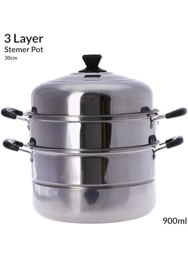 3 Layer Stainless Steel Steamer Pot 30Cm Silver 900Ml Ms7276 - pzsku/ZB054080EBDC8A09765B7Z/45/_/1718350057/cde1c4ba-959f-436c-9202-84d341149af2