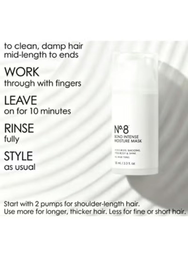 N°8 Bond Intense Moisture Hair Mask - 100ml Deep Conditioning Repair Mask for Dry, Damaged Hair, Adds Moisture, Smoothness, Body & Shine for All Hair Types - Image 2