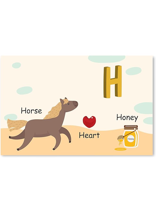 Funz H Alphabet Letter Printed Boards Animal Pattern Frames Matching Puzzle Game Educational Preschool Learning Toys Gift For Preschool Kids Size 45*30Cm  - Image 1