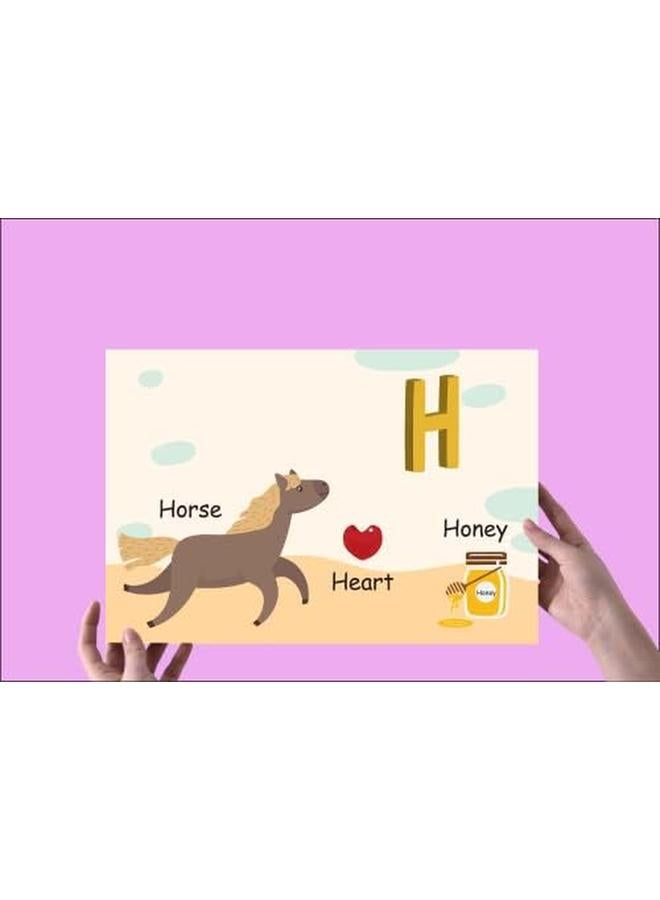 Funz H Alphabet Letter Printed Boards Animal Pattern Frames Matching Puzzle Game Educational Preschool Learning Toys Gift For Preschool Kids Size 45*30Cm  - Image 4
