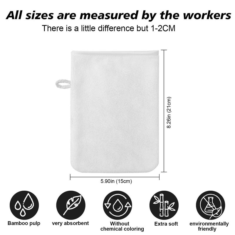 Phogary PHOGARY 10 Pack Microfiber Body Wash Mitts, Soft Face Mitten, Bath Spa Cloth, Reusable Makeup Remover Mitt Gloves, European Style Wash Cloth, 6×8 inch, White and Grey - Image 3
