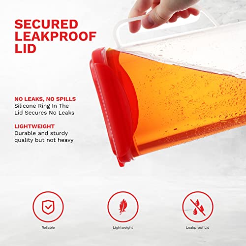 Tafura Red 50 Oz. Plastic Pitcher Set of 2 | Fridge Door Jug with Lid | Airtight Iced Tea Container - Image 4