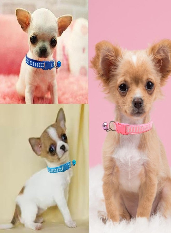 cyhaen Pink Dog Collar with Bell, Soft Nylon Identification Cat Collars with Bells for XXS Xs Small Tiny Little Pet Dogs Female Kitten Girls Animal, Neck 7.5-12.5 Inch - Image 2