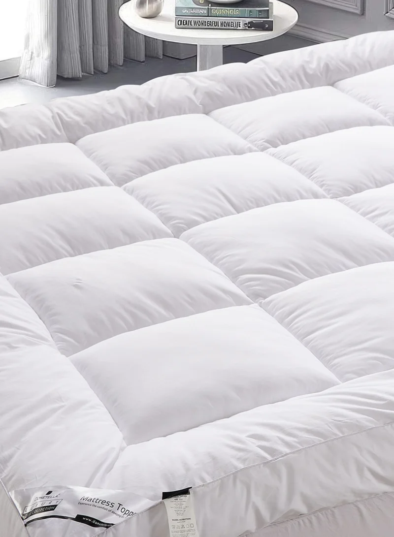 Donetella King Size Mattress Topper 180x200 cm – Brushed Microfiber Shell, 1500 GSM Down Alternative Fill, 14 cm Thick, Fits Up to 35 cm Deep