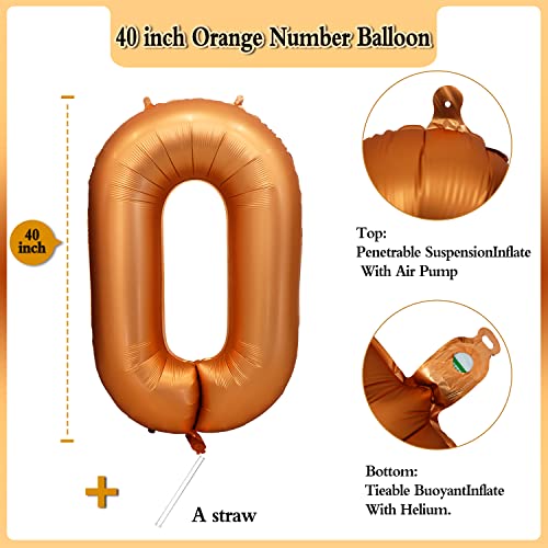 Yeodong 40 inch Orange Number Balloon Giant Foil Helium Balloons for Birthday Party Decorations - Image 5