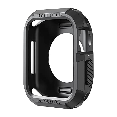 newtechno Tough Armour Cover Case Compatible with Apple Watch Series 9/8/7 (45mm) | Series 6 | SE | SE2 | Series 5 | Series 4 (44mm) - Black - Image 2