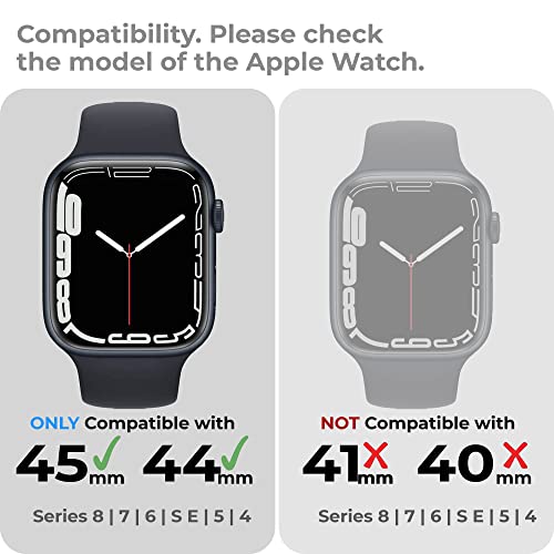 newtechno Tough Armour Cover Case Compatible with Apple Watch Series 9/8/7 (45mm) | Series 6 | SE | SE2 | Series 5 | Series 4 (44mm) - Black - Image 3