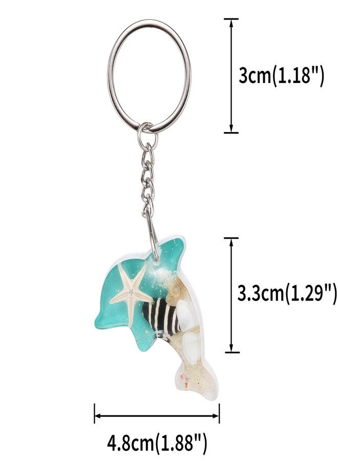 FM FM42 Turquoise Glow in the Dark Starfish Seashell Dolphin Key Ring Keychain - Image 3