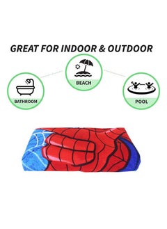 Kuber Industries Kuber Industries Marvel Spiderman Kids Bath Towel|Soft Cotton Towel for Kids|Sides Stitched Baby Towel|400 GSM Toddler Bath Towel|24x48 Inch (Red)  - Image 4