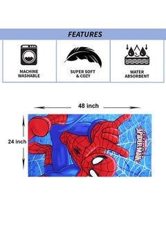 Kuber Industries Kuber Industries Marvel Spiderman Kids Bath Towel|Soft Cotton Towel for Kids|Sides Stitched Baby Towel|400 GSM Toddler Bath Towel|24x48 Inch (Red)  - Image 3