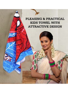 Kuber Industries Kuber Industries Marvel Spiderman Kids Bath Towel|Soft Cotton Towel for Kids|Sides Stitched Baby Towel|400 GSM Toddler Bath Towel|24x48 Inch (Red)  - Image 5