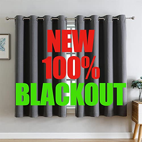 G2000 100 Blackout Curtains for Bedroom  Living Room  63 Inch Length Grey Thermal Lined Insulated Light Blocking Noise Reducing 2 Panels Set